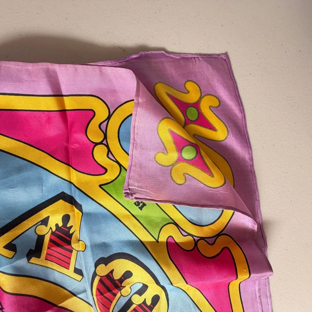 Schulz Vintage 1970 Snoopy Friends Scarf Bandana Colorful Cartoon 30x30